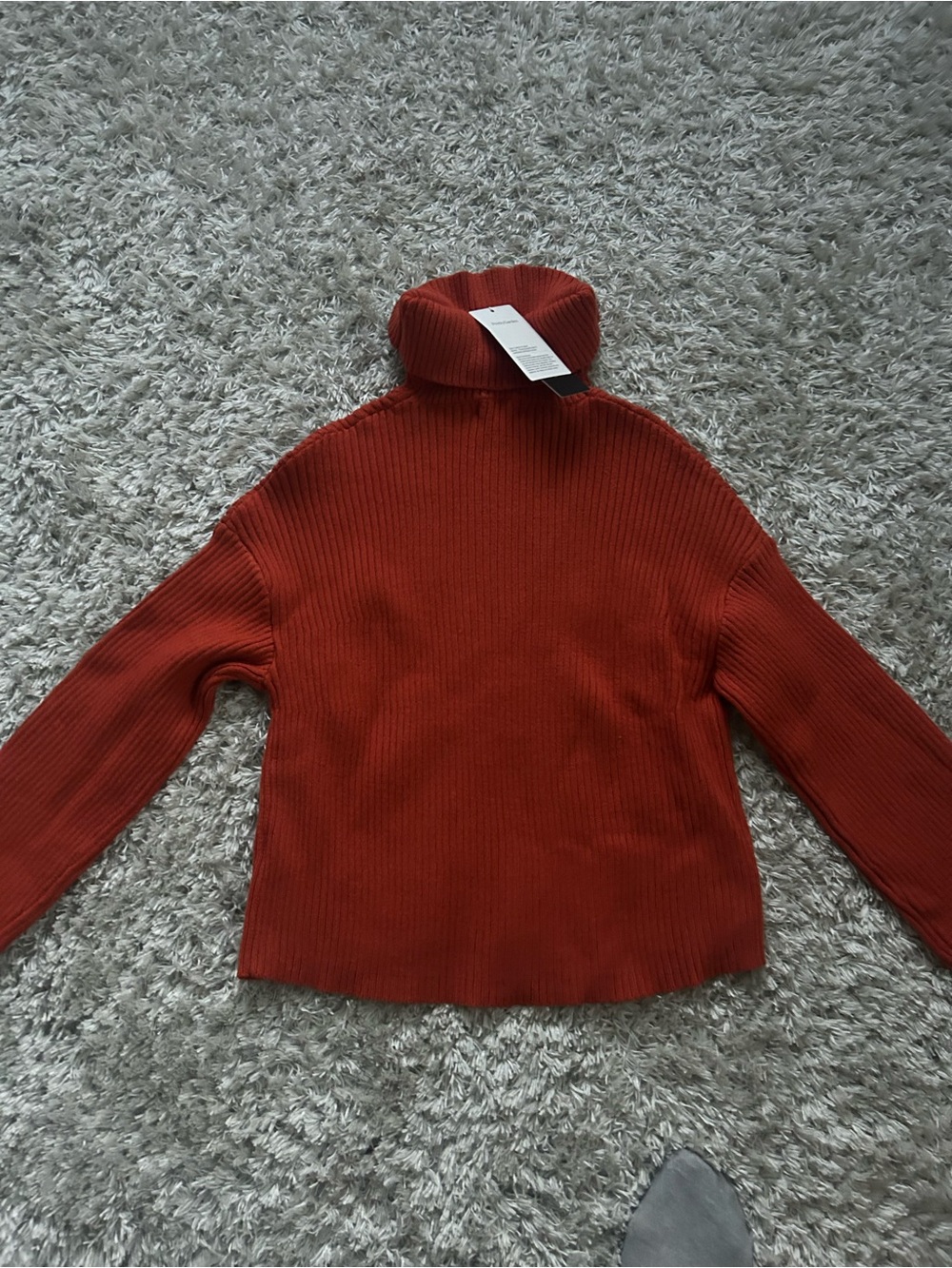 Women's Ribbed Turtleneck Sweater in Rust - Picture 4 of 5